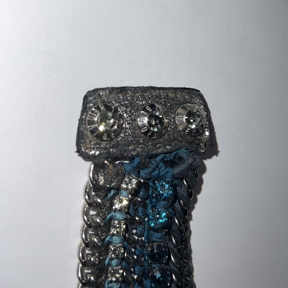 Henri bendel wide bracelet w rhinestones and chain - Picture 3 of 4